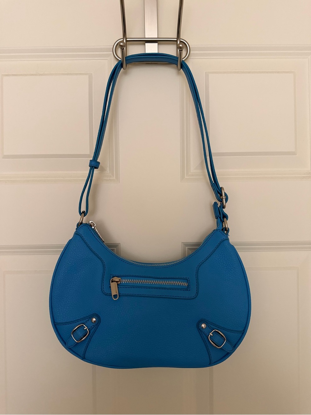 wild fable Blue Crescent Shoulder Bag with Front Zip Pocket